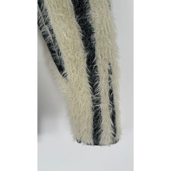Anthropologie Cindy Eyelash Half Zip Pullover Sweater Womens XS Black Cream - Picture 7 of 13